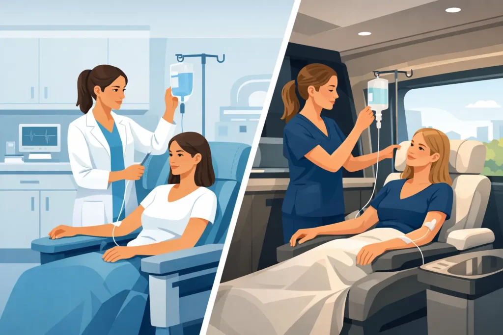 Clinic Administered Drips Versus Mobile Infusions